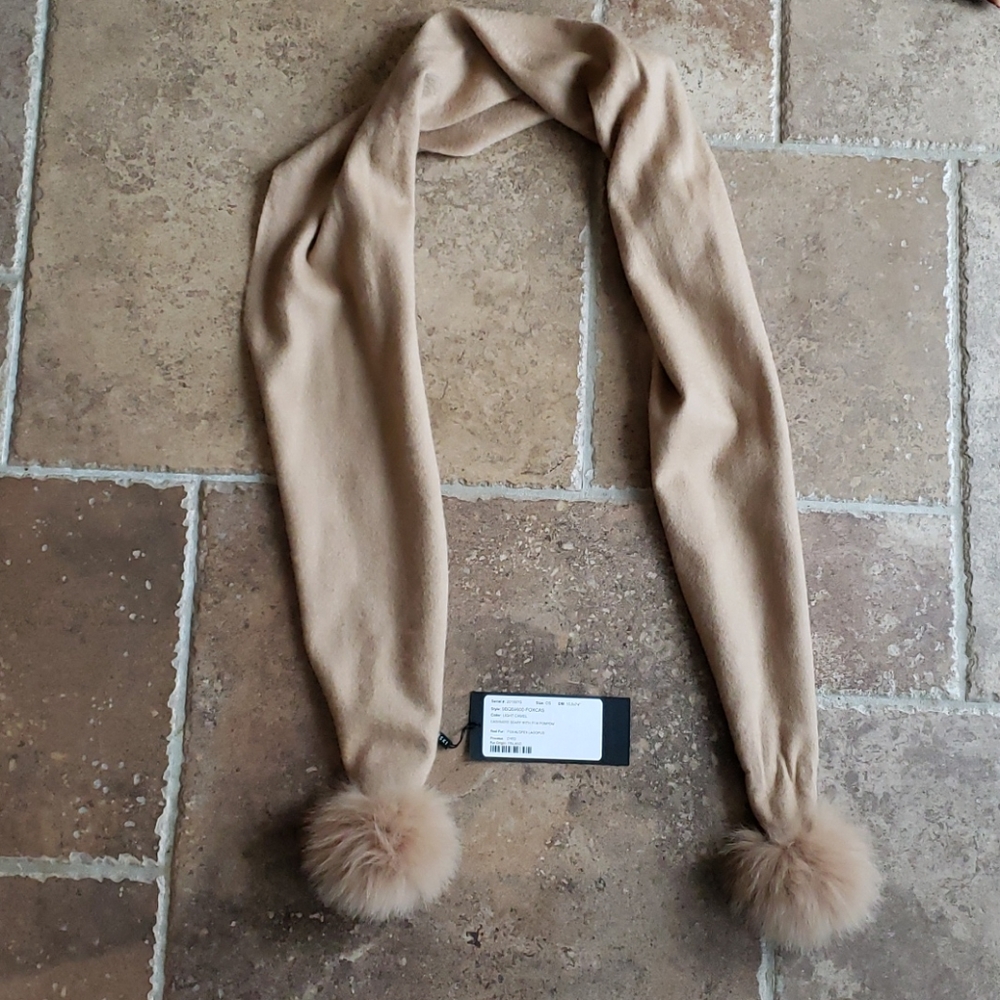 FREE SHIP NWT real fox fur cashmere scarf
